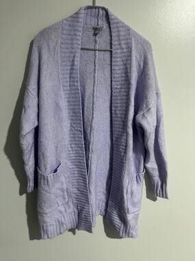 Aerie Cardigan Womens XS/S Purple Chunky-Knit Open Pocket Oversize Relaxed Cozy